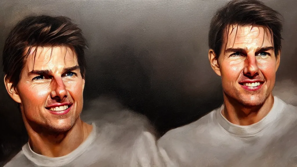 Image similar to The most beautiful portrait of Tom Cruise in the world; trending on artstation; oil on canvas; extraordinary masterpiece!!!!!!; 8k