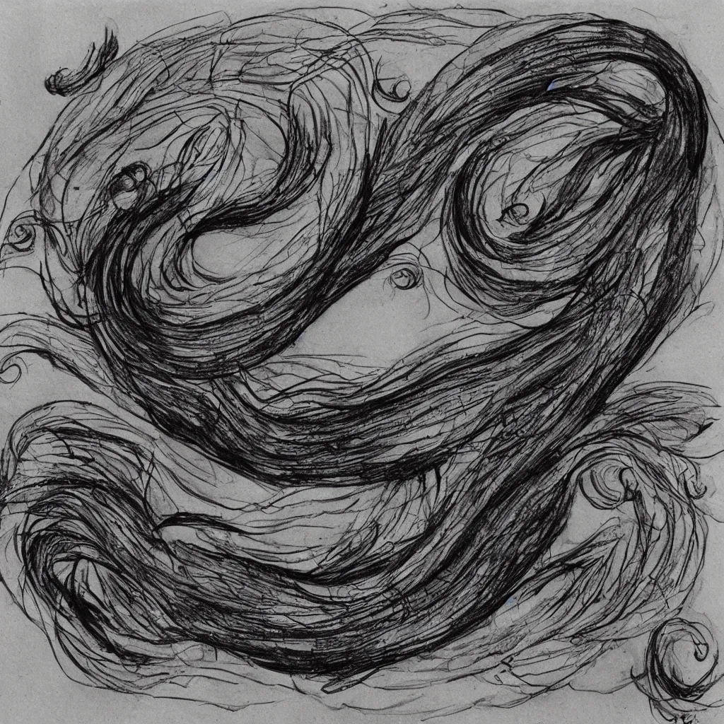 Prompt: ink sketch of a horrific eel