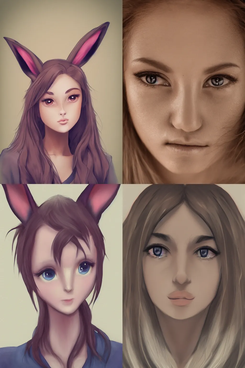 Prompt: close up face of a woman (((anthro))) ((eevee)), portrait,