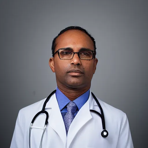 Prompt: guyanese cardiologist, symmetric face, studio portrait