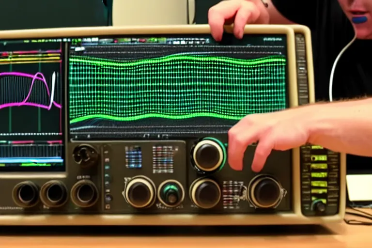 Image similar to an oscilloscope shaking a sound wave, wiggling a weasel, a stoat sinusoid spectacle : the wiggle and the wave - the wiggle is the wave!