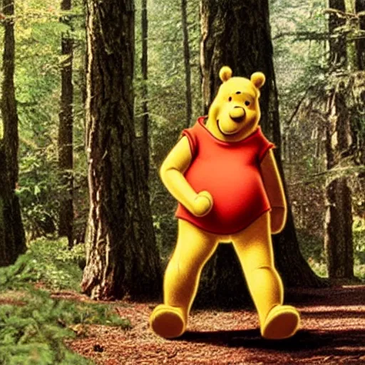 Image similar to photo of Winnie the Pooh as bigfoot sasquatch