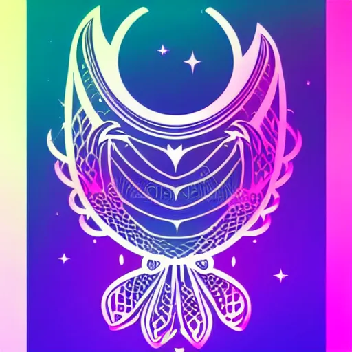 Image similar to cosmic owl logo, vector illustration, gradient, aesthetic, silky texture, hd,