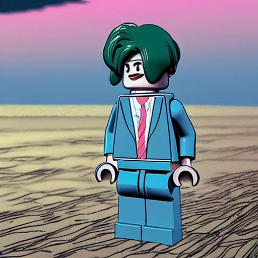 Prompt: Legoshi from Beastars standing at a moonlit beach, modern anime style