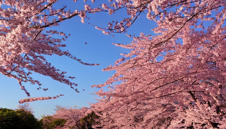 Prompt: cherry blossoms catching the sun