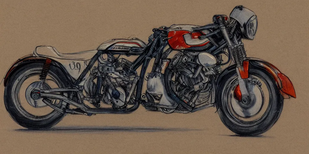 Prompt: 1980s motorcycle sketch concept art, high detail, high definition, 8k