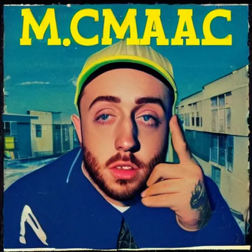 Prompt: the cover of a rap album by mac miller in the year 1960, detailed