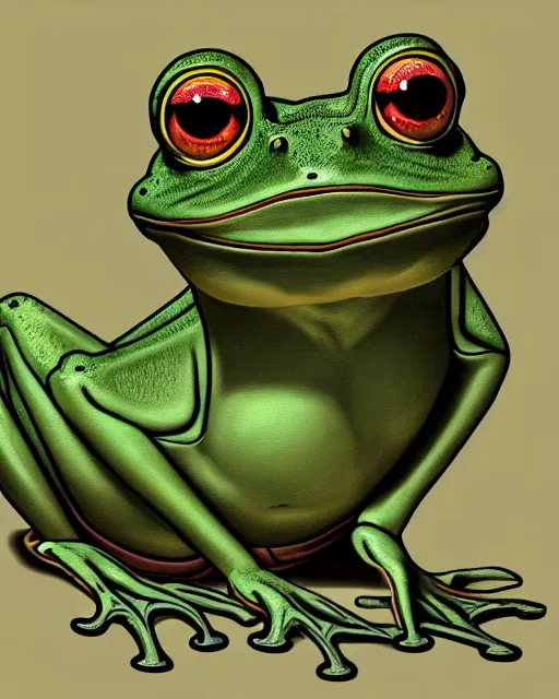 Image similar to sinister old frog character portrait, by don bluth, highly detailed, dynamic shadows, 4 k, wallpaper - 1 0 2 4