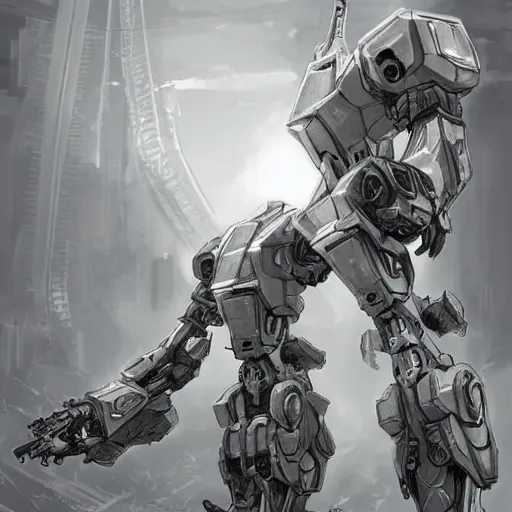 Prompt: mecha thumbnail art, greyscale, by inzvy, science fiction, artstation, pinterest, highly detailed, adobe photoshop