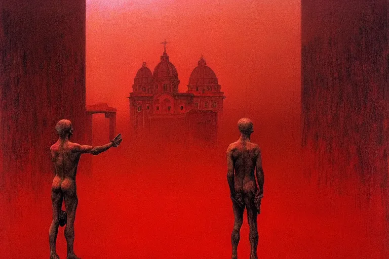 Image similar to only with red, caesar after war, a red tiger, in hoc signo vinces, rome in background, an ancient path, in the style of beksinski, part by hopper, part by rodcenko, part by hofbauer, intricate composition, red by caravaggio, insanely quality, highly detailed, masterpiece, red light, artstation