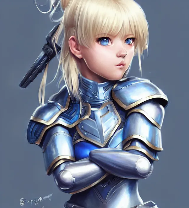 Prompt: character concept art of a cute german girl with blond hair and bluish eyes, wearing plastic armor. lovely - fine - face, pretty face, key visual, realistic shaded perfect face, fine details by stanley artgerm lau, wlop, rossdraws, james jean, andrei riabovitchev, marc simonetti, sakimichan, trending on artstation