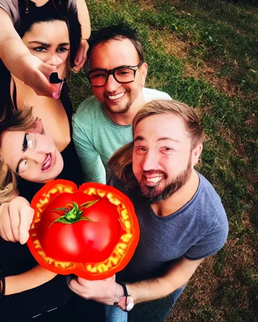 Image similar to creative designer selfie with huge tomato