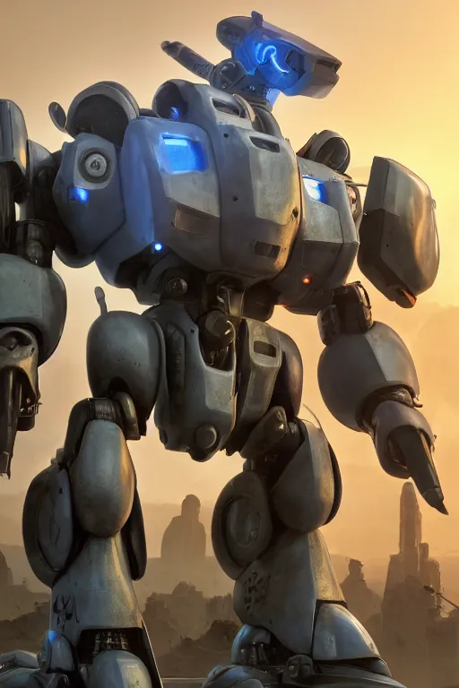 Image similar to mechwarrior 5 : mercenaries mech megaman transformer robot boss tank engine game octane render, 4 k, hd 2 0 2 2 3 d cgi rtx hdr style chrome reflexion glow fanart, global illumination ray tracing hdr fanart arstation by ian pesty by jesper ejsing pixar and disney unreal zbrush central hardmesh