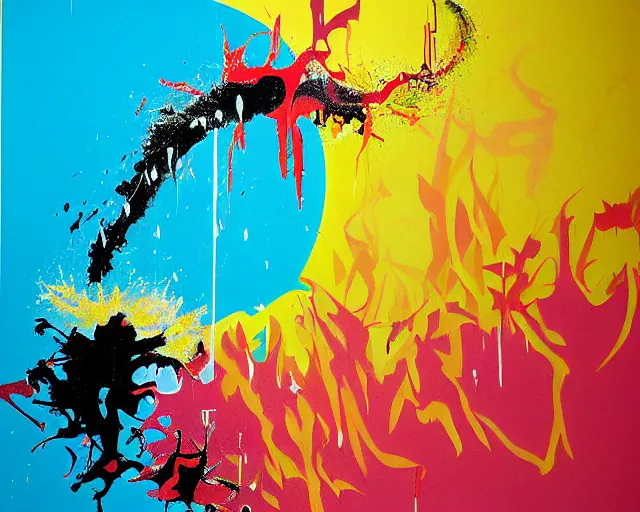 Prompt: huge splash artwork by futura 2 0 0 0