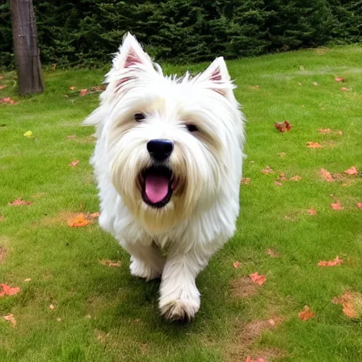 Prompt: giant westie rampaging through Seattle