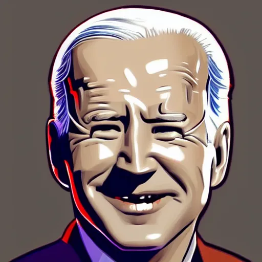 Image similar to smiling, happy, beautiful, intelligent, powerful, joe biden, loving eyes, fully clothed, wise, beautiful, dramatic lighting, sharp focus, by stanley artgerm, dramatic lighting, trending on artstation, flat colour, geometric curves, gradient filter, art deco patterns