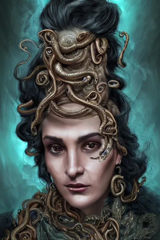 prompthunt: medusa with snake hair by charlie bowater and titian