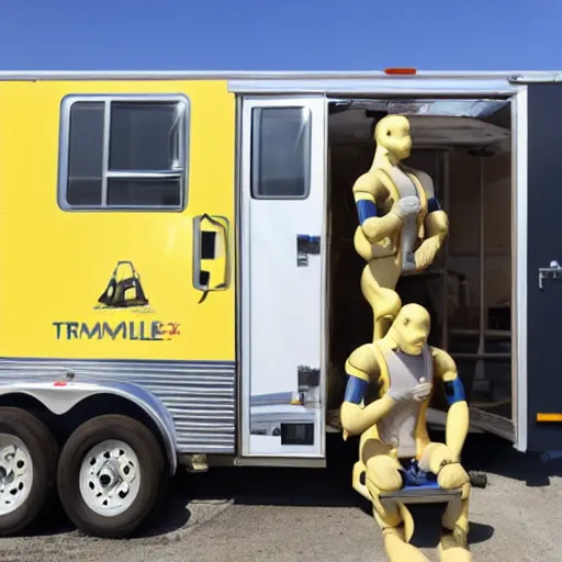 Prompt: trailer full of test dummies