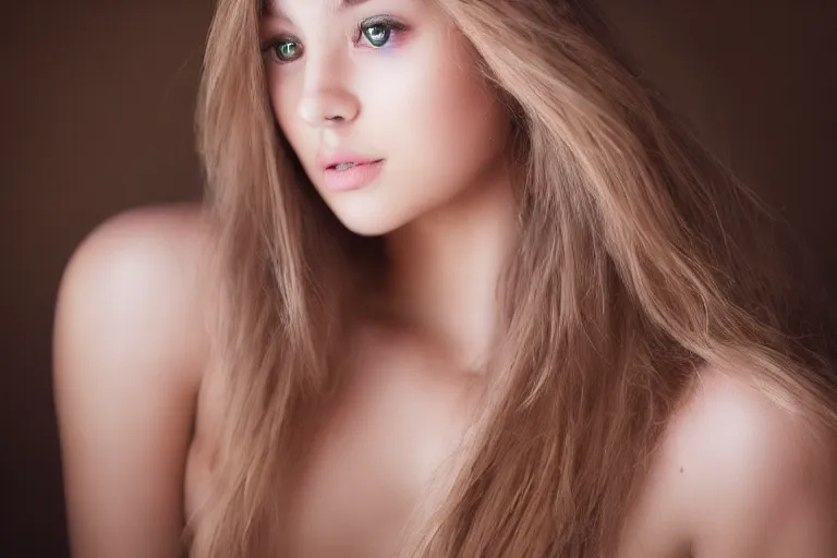 Image similar to a very beautiful girl , in full growth, photographed by Canon EOS, cinematic lighting, natural complexion, extremely high definition shot, aesthetic canon of proportions