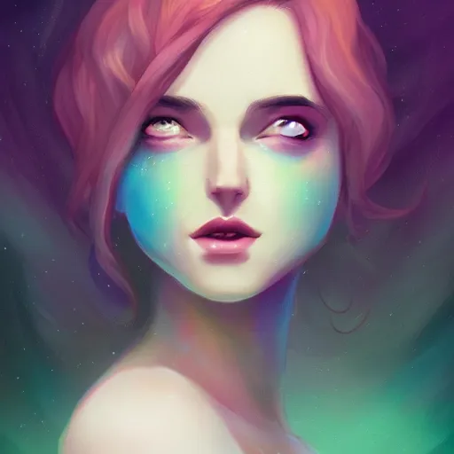 Image similar to portrait of a woman inspired by lois van baarle, charlie bowater, illustration, iridescent, iridescent, hair, face, hair styles, light makeup self confidence, cinematic 8 k