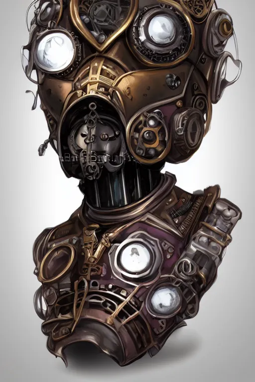 Image similar to steampunk helmet fantasy art mask robot ninja stylized digital illustration sharp focus, elegant intricate digital painting artstation concept art global illumination ray tracing advanced technology chaykin howard and campionpascale and cooke darwyn and davis jack