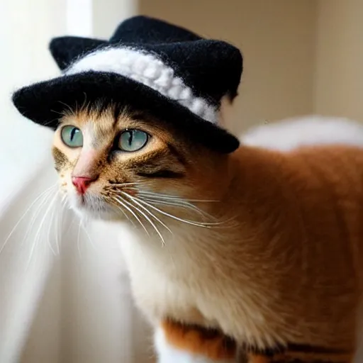 Prompt: cute cat photo, wearing wool hat, tongue!, mlem!, cat ears