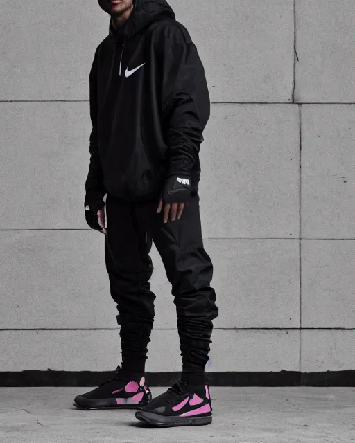 Image similar to Medium shot of Erolson Hugh wearing Nike ACG+Acronym P31-DS Pants in the style of greg rutkowski