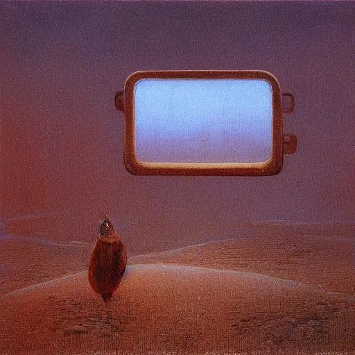 Prompt: An otherworldly mirror by beksinski