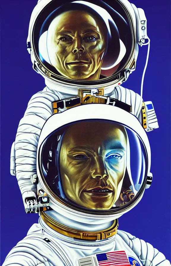 Image similar to portrait of an astronaut, (alien), in the style of hajime sorayama
