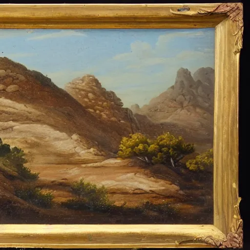 Prompt: rocky desert landscape, 1 9 th century painting