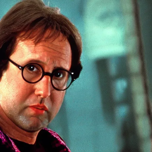 Prompt: movie still of chevy chase staring in a wacky harry potter comedy movie, movie still, high resolution, highly detailed, realistic lighting, artstation