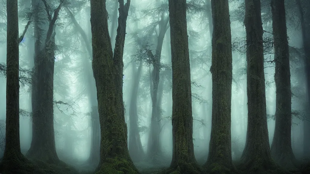 Prompt: incredible trees in a forest marc adamus, beautiful dramatic lighting