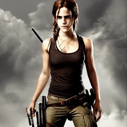 Image similar to Emma Watson as Lara Croft