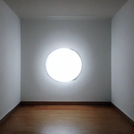 Image similar to view inside an empty room with the only light source being an orange led