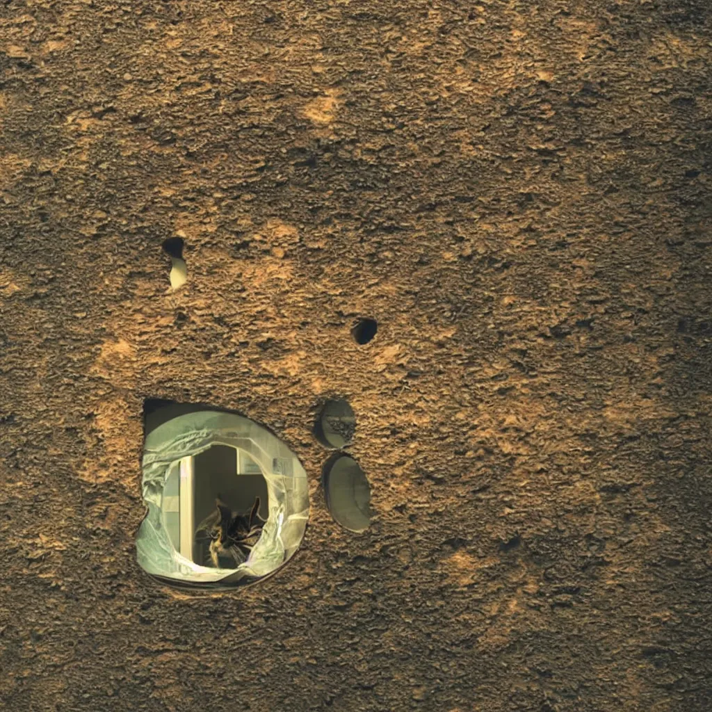 Prompt: photo of a cat watching a martian landscape from inside a futuristic window