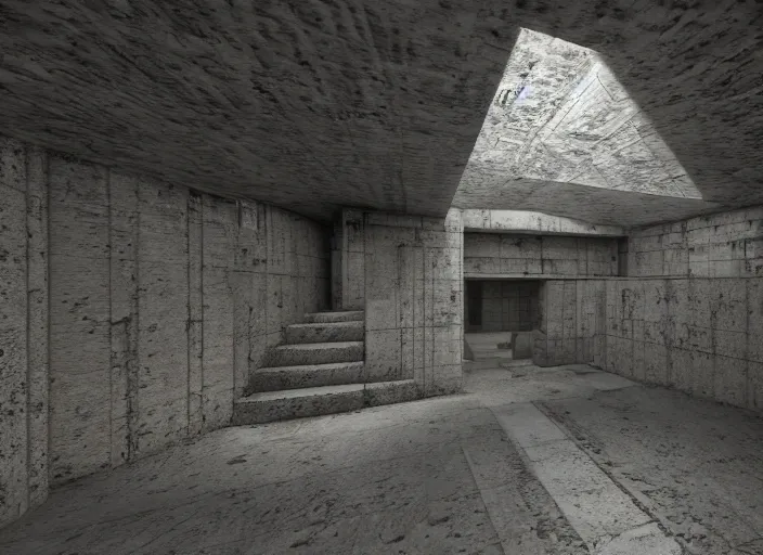 Image similar to The unkown underground temple, Shinji Kimura, brutalism, featured on Artstation, 8K