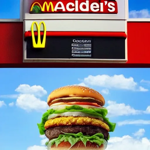 Prompt: an ad from macdonalds of a cloud burger