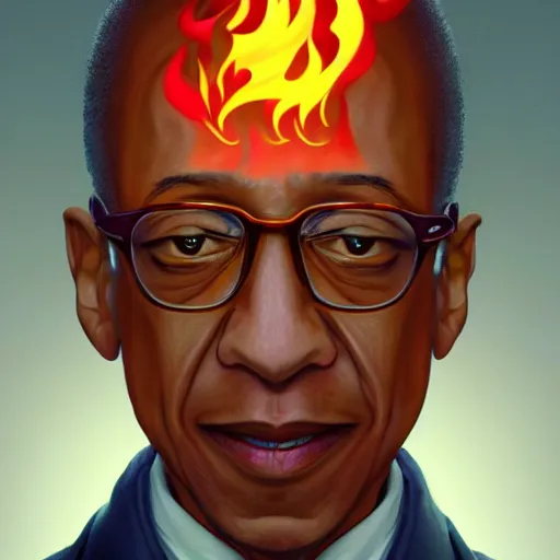 Image similar to portrait of gus fring as the master of the flame element, anime fantasy illustration by tomoyuki yamasaki, kyoto studio, madhouse, ufotable, trending on artstation