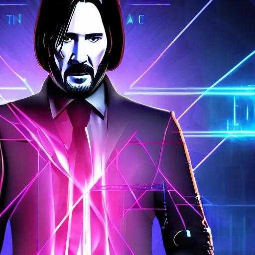 Image similar to john wick in the tron universe, 4 k, digital art