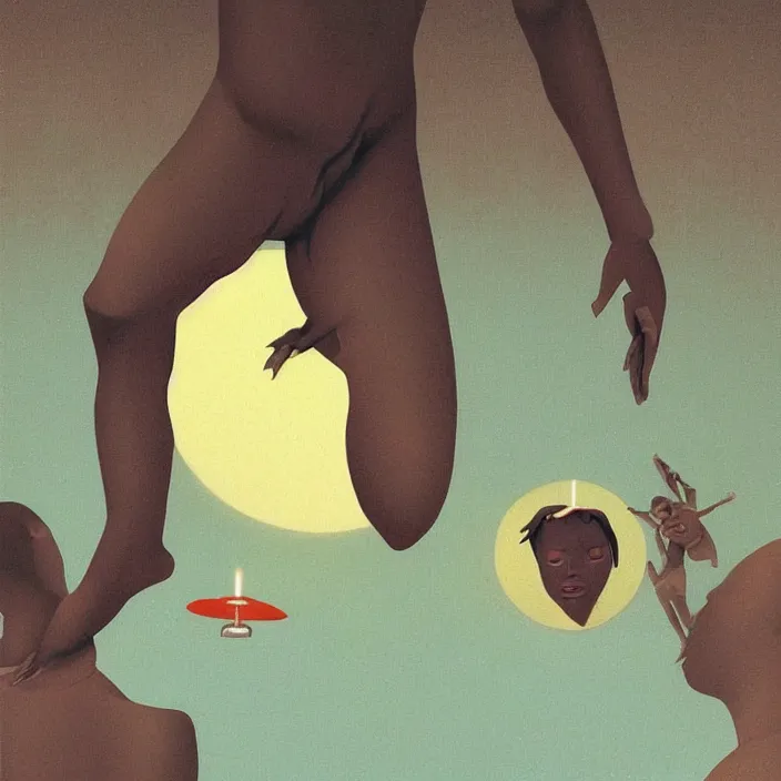 Prompt: a UFOs hovering over an African Jesus ,painting by Hsiao-Ron Cheng,