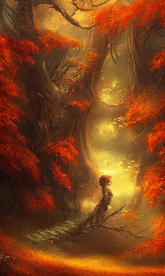 Image similar to beautiful autumn spirit, digital art, concept art, fantasy art, highly detailed, hd wallpaper, artstation, deviantart, abeyance