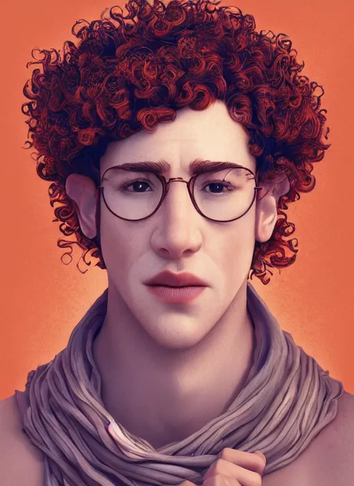 Prompt: illustration of curly orange hair men as a pixar film poster, smooth, intricate, octane, reflects, masterpiece artwork, ultra detailed, artgerm, digital art, trending on artstation, behance, deviantart