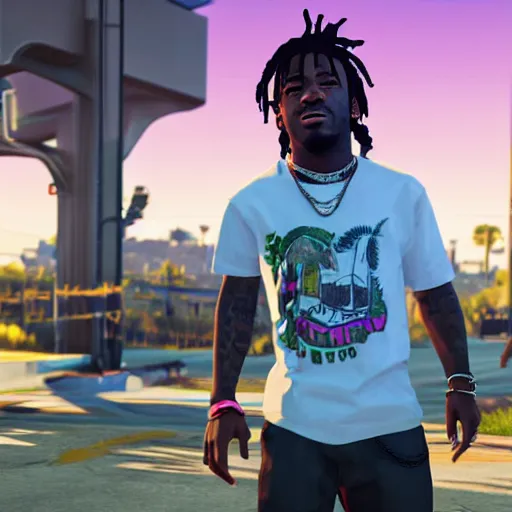 Prompt: lil uzi vert in grand theft auto 5, ultra screenshot