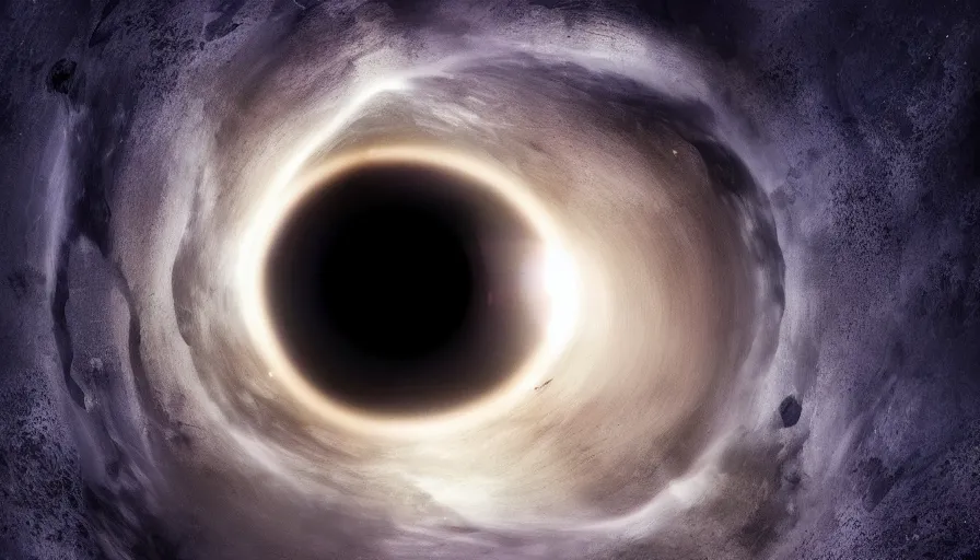 Image similar to an astronaut is falling inside a black hole and is bent into a vortex, volumetric lighting, interstellar, black hole light lensing, event horizon, digital art, wallpaper, 4 k