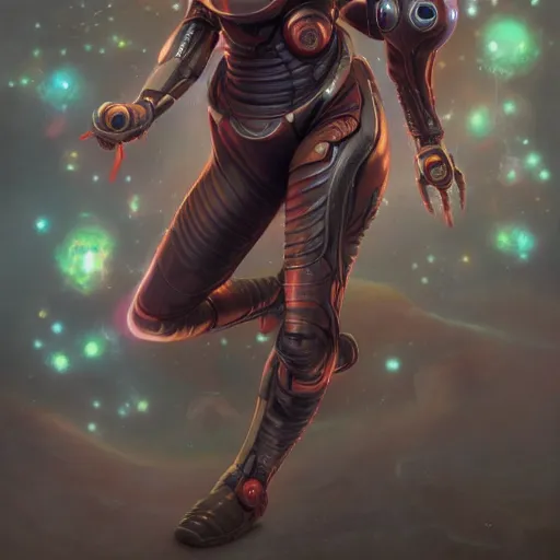 Prompt: full body portrait of samus aran illustrated by tom bagshaw and peter mohrbacher, hyper detailed, intricate, complex, 8 k, trending on cg society, crisp