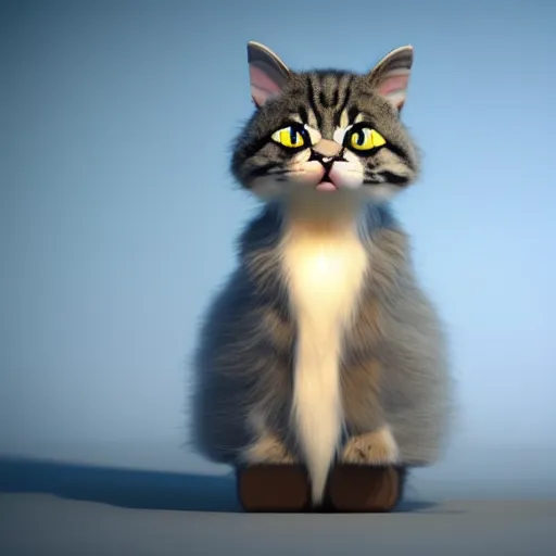 Prompt: high quality 3 d render very cute fluffy cyborg cat standing on a surfboard, highly detailed, unreal engine cinematic smooth, moody light, low angle, uhd 8 k, sharp focus