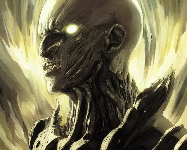 Image similar to one punch man by h. r. giger and greg rutkowski - elden ring