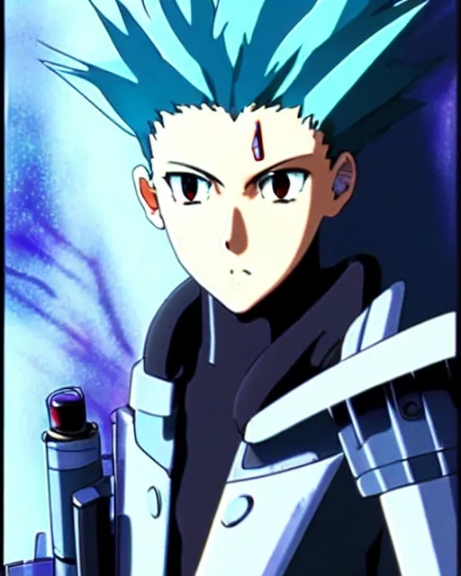 Prompt: beautiful cyberpunk anime boy spiked hair character metal sharp armor award winning character design by studio ghibli