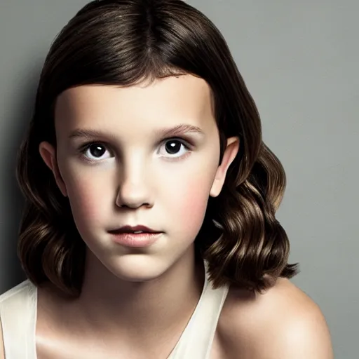 Prompt: Stunning portrait photo of Millie Bobby Brown