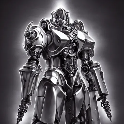 Image similar to studio portrait of lawful good holy mecha paladin absurdly handsome, elegant, handsome steely man, ultrafine hyperrealistic detailed face illustration by kim jung gi, irakli nadar, intricate linework, sharp focus, bright colors, matte, octopath traveler, final fantasy, unreal engine highly rendered, global illumination, radiant light, intricate environment